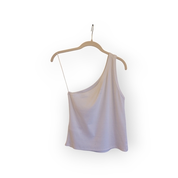 Anthropologie Pilcro Zeda White Ribbed One Shoulder Sleeveless Top Medium NWT - Picture 4 of 13